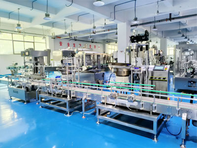 化工液体称重灌装压塞旋盖生产线